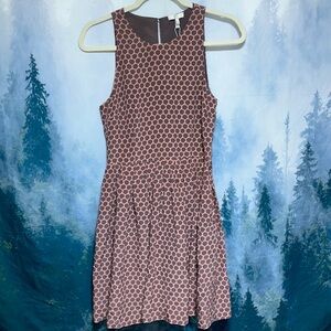 Joie Bernadine 100% Silk Lined Fit and Flare Pleated Keyhole Dress Storm Rose SM